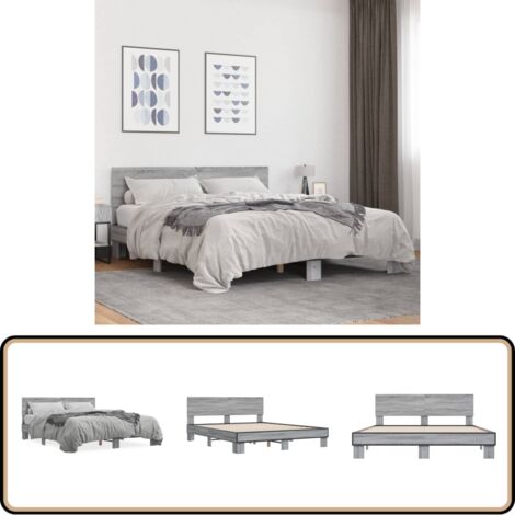 Cadre de lit sans matelas sonoma gris 150x200 cm - Cadre De Lit - Lit Double - Sommier - Lit Design - Literie