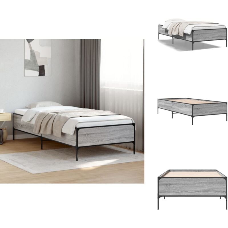 Vidaxl - Cadre de lit sans matelas sonoma gris 90x190 cm - Cadre De Lit - Lit Double - Lit Simple - Sommier - Meuble Chambre
