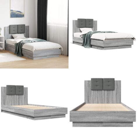Cadre de lit sans matelas sonoma gris 90x190 cm - Lit Plateforme - Lit Double - Cadre De Lit - Lit Design - Literie - Home & Living
