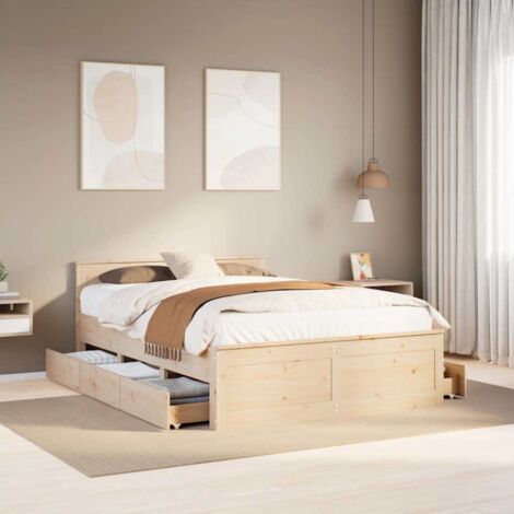 Cadre de lit sans matelas-Structure de lit avec tête de lit 140x190cm pin massif 932176