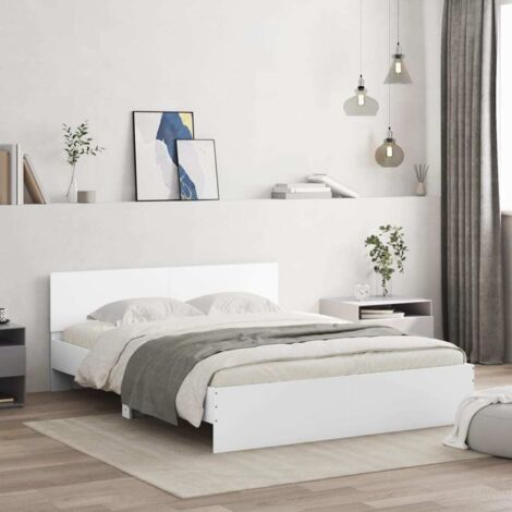 Cadre de lit sans matelas-Structure de lit blanc 140x200 cm 457646