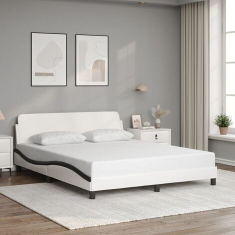 Cadre de lit sans matelas-Structure de lit blanc et noir 160x200 cm similicuir 861646