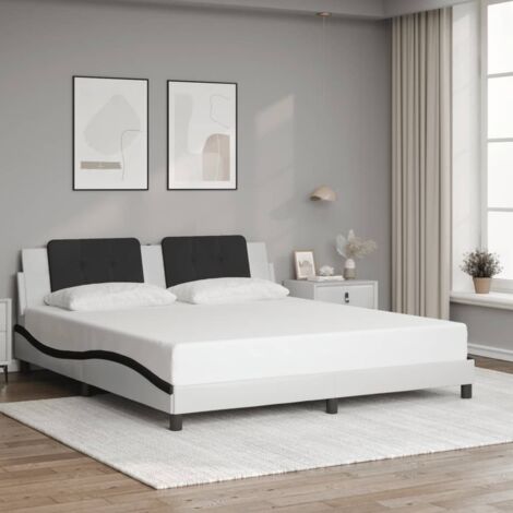 Cadre de lit sans matelas-Structure de lit blanc et noir 180x200 cm similicuir 520881