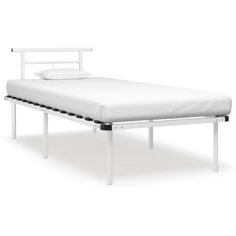 Cadre de lit sans matelas-Structure de lit blanc métal 90x200 cm 254541