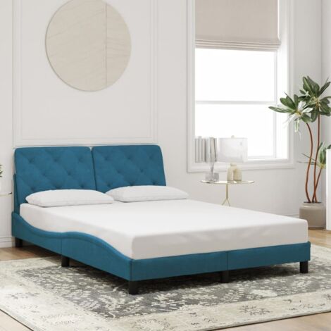 Cadre de lit sans matelas-Structure de lit bleu 140x190 cm velours