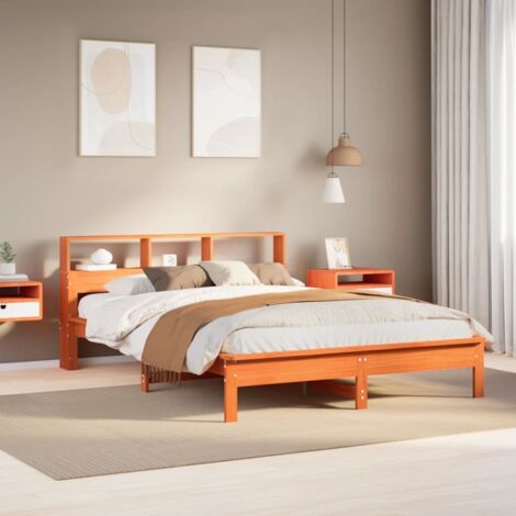 Cadre de lit sans matelas-Structure de lit cire marron 140x190cm bois pin massif 116754