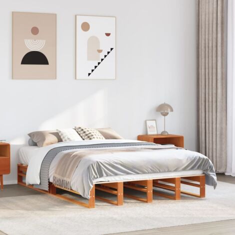 Cadre de lit sans matelas-Structure de lit cire marron 140x190cm bois pin massif 945712