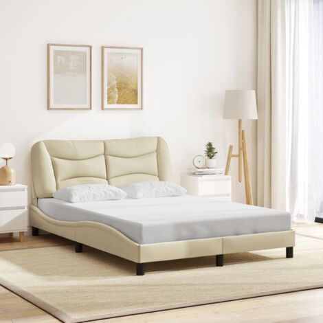 Cadre de lit sans matelas-Structure de lit crème 140x200 cm tissu 827764