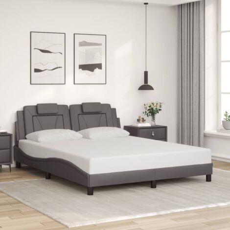 Cadre de lit sans matelas-Structure de lit gris 160x200 cm similicuir 452521