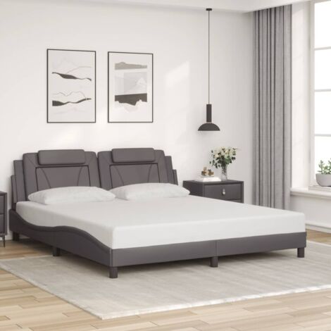Cadre de lit sans matelas-Structure de lit gris 180x200 cm similicuir 809316