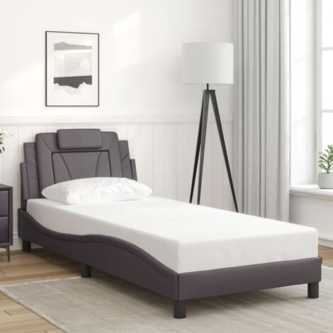 Cadre de lit sans matelas-Structure de lit gris 90x190 cm similicuir 354217
