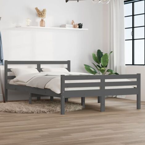 Cadre de lit sans matelas-Structure de lit gris bois massif 140x200 cm 543866