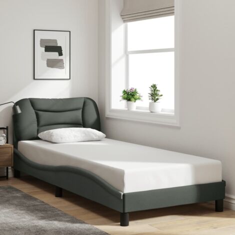 Cadre de lit sans matelas-Structure de lit gris foncé 90x190 cm tissu 890422