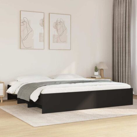 Cadre de lit sans matelas-Structure de lit noir 180x200 cm bois d'ingénierie 441982