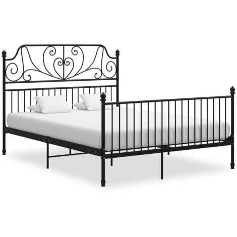 Cadre de lit sans matelas-Structure de lit noir métal 140x200 cm 874090