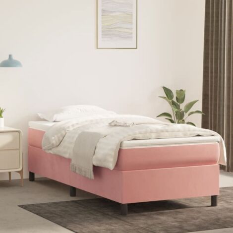 Cadre de lit sans matelas-Structure de lit rose 90x190 cm velours 186357