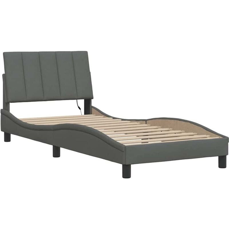 Vidaxl - Cadre de lit sans matelas gris foncé 90x200 cm tissu
