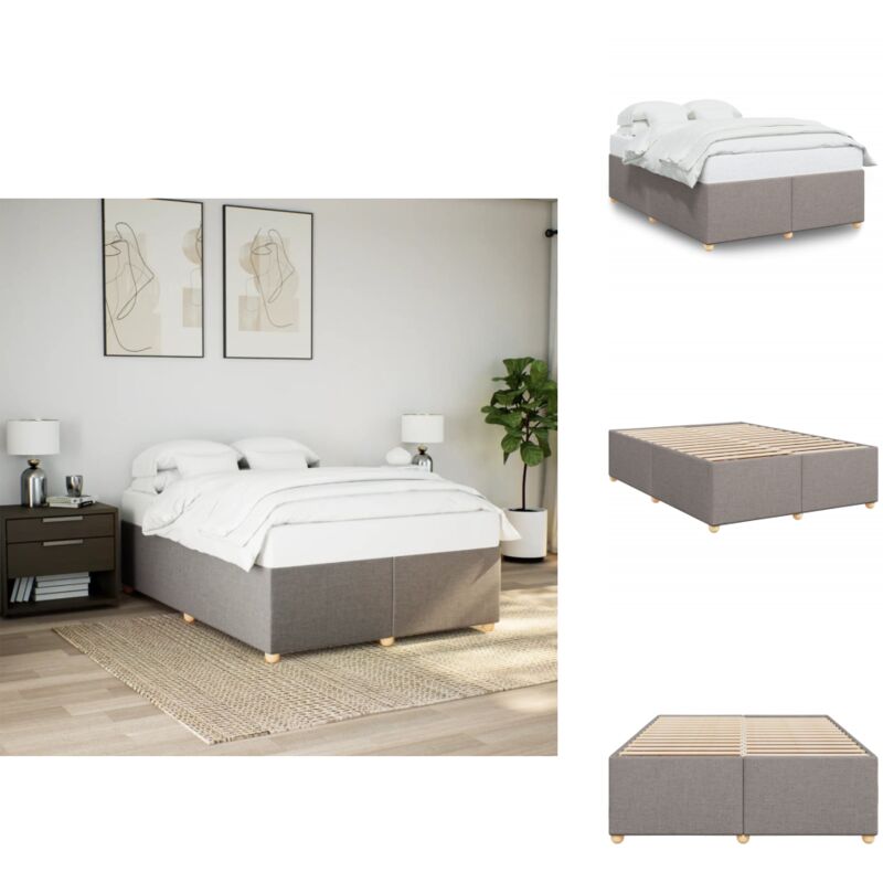 Cadre de lit sans matelas taupe 140x190 cm tissu - Cadre De Lit - Cadres De Lit - Sommier - Meuble De Chambre à Coucher