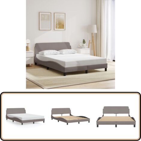 Cadre de lit sans matelas taupe 140x190 cm tissu - Cadre De Lit - Lit Double - Lit Design - Lit Taupe - Literie