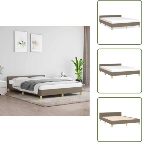 Cadre de lit sans matelas taupe 140x190 cm tissu - Cadre De Lit - Lit Double - Literie - Meuble Chambre - Têtière De Lit