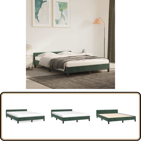 Cadre de lit sans matelas vert foncé 140x190 cm velours - Cadre De Lit - Lit Double - Lit Velours - Literie - Meuble Chambre