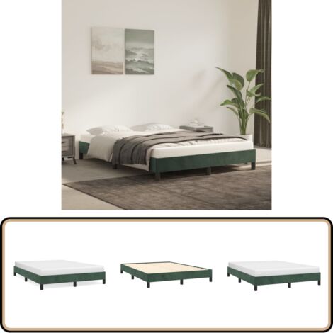 Cadre de lit sans matelas vert foncé 140x190 cm velours - Cadre De Lit - Lit En Velours - Lit Double - Literie - Meuble De Chambre