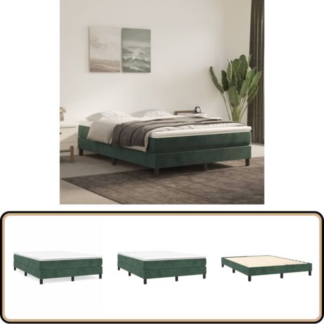 Cadre de lit sans matelas vert foncé 140x190 cm velours - Cadre De Lit - Lit En Velours - Lit Double - Literie - Meuble De Chambre