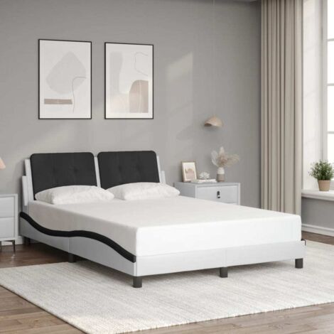 Cadre de lit sans matelas Zadar blanc et noir 140x190 cm similicuir vidaXL