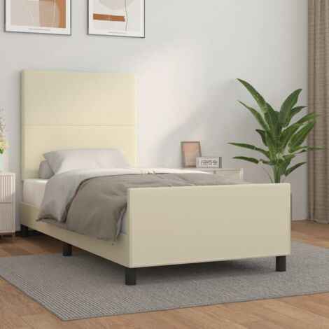 Cadre de lit sans matelas,Structure de lit,Lit Adulte crème 100x200 cm similicuir