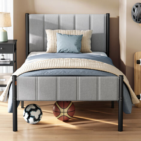 Bamboe Metaal Bedframe Zinus Kai Eenpersoonsbed 80x190 Cm – Bamboe & Metaal Frame – Hoofdeinde Inbegrepen – Lattenbodem Niet Nodig Zinus Kai Bed