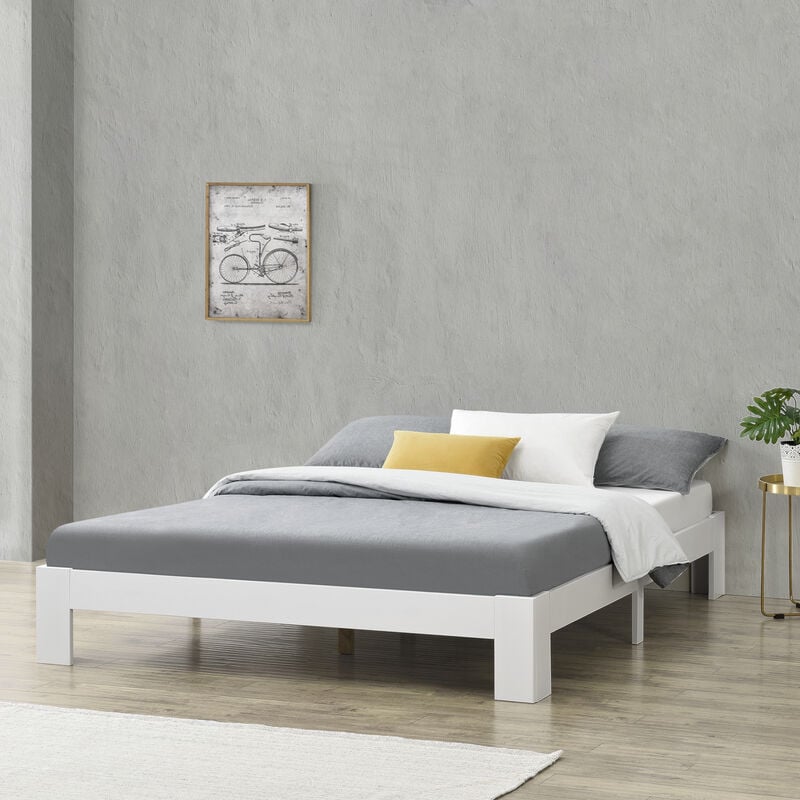 lit en bois pino avec base de conception fine à lattes différentes tailles couleur : 140 x 200 cm