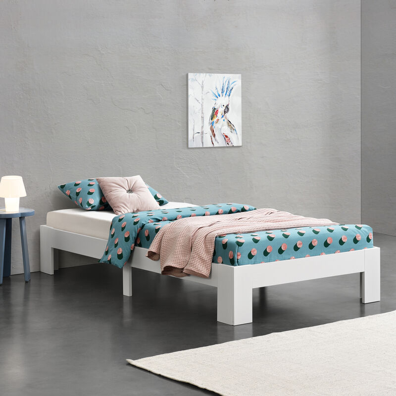 lit en bois pino avec base de conception fine à lattes différentes tailles couleur : 120 x 200 cm