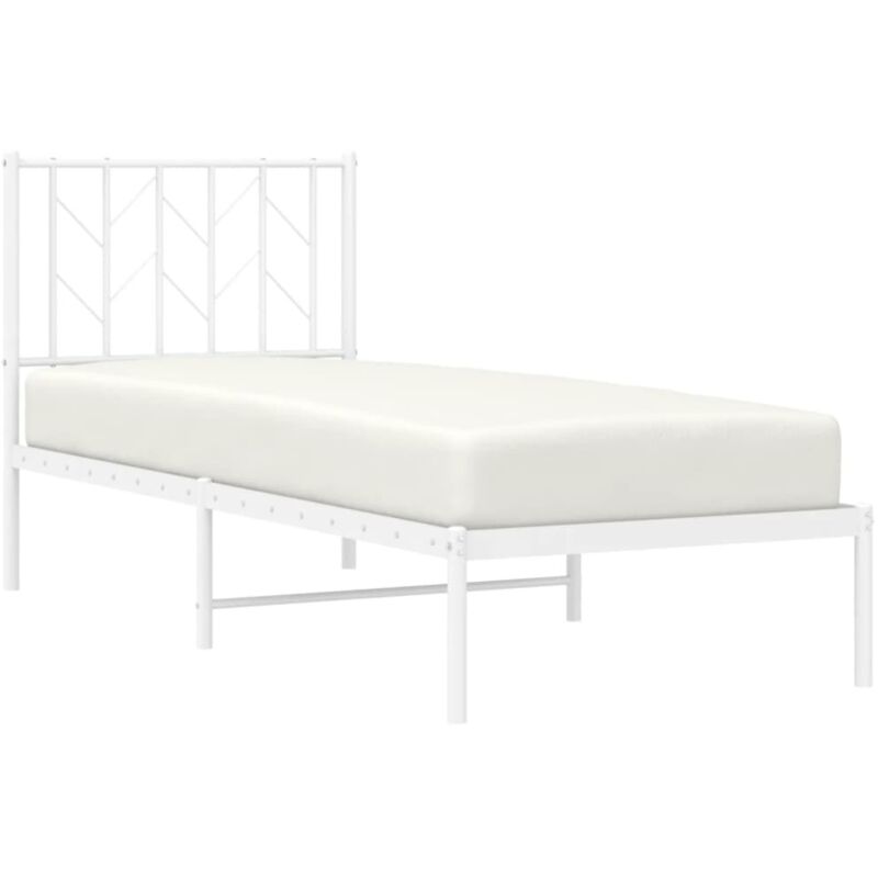 Cadre de lit métal sans matelas avec tête de lit blanc 75x190cm Vidaxl