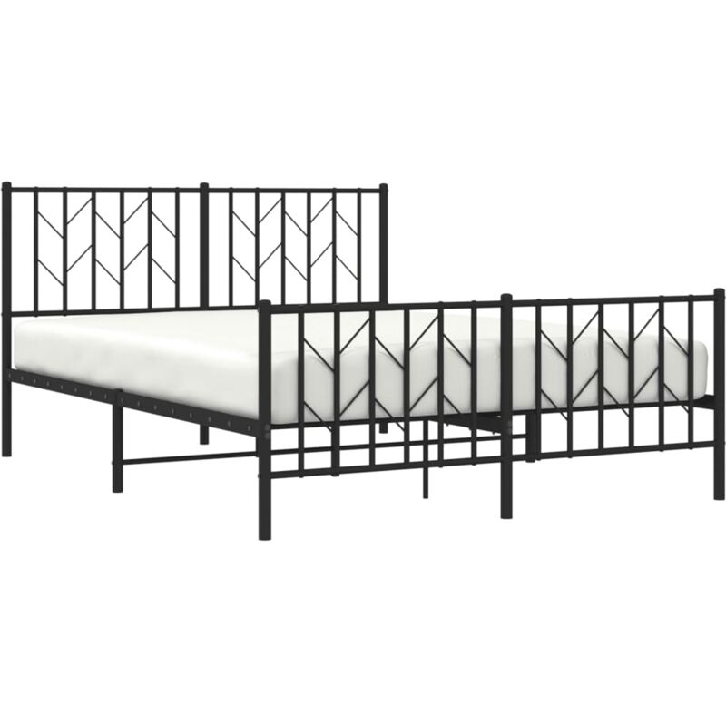 Cadre de lit métal sans matelas avec pied de lit noir 140x190cm Vidaxl