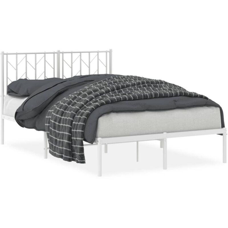 Vidaxl - Cadre de lit métal avec tête de lit blanc 120x190 cm