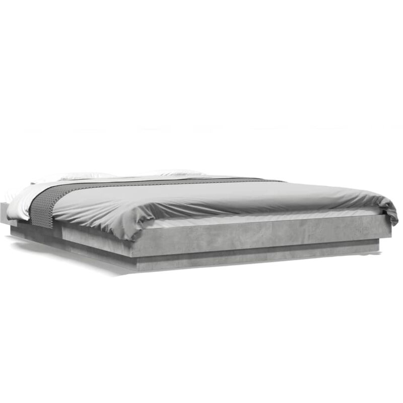 vidaXL Cadre de lit gris béton 160x200 cm bois d'ingénierie