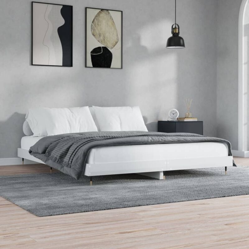 Vidaxl - Cadre de lit sans matelas blanc brillant 180x200 cm