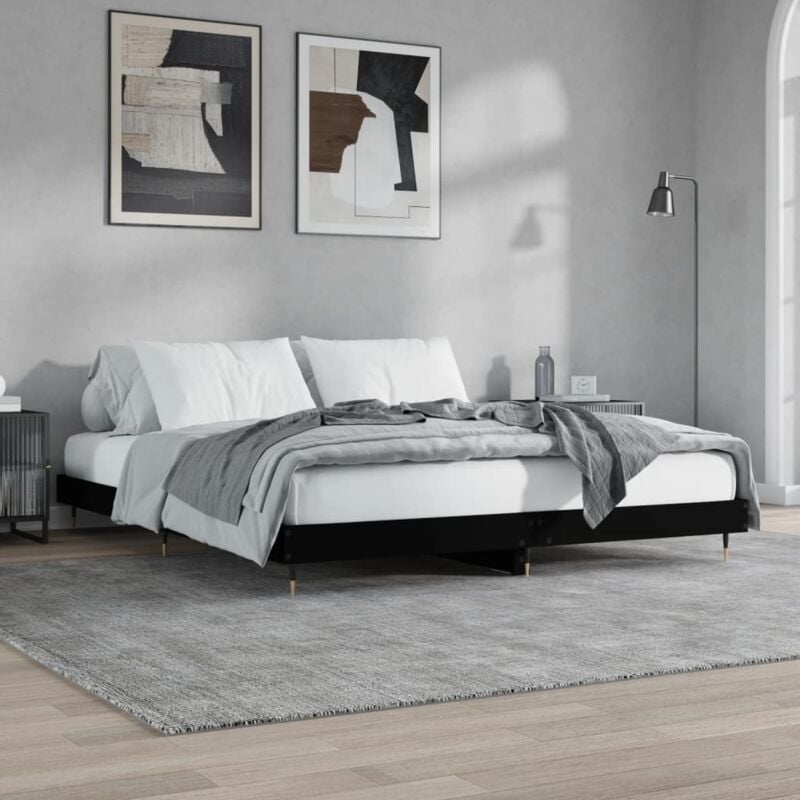 Vidaxl - Cadre de lit sans matelas noir 200x200 cm bois d'ingénierie