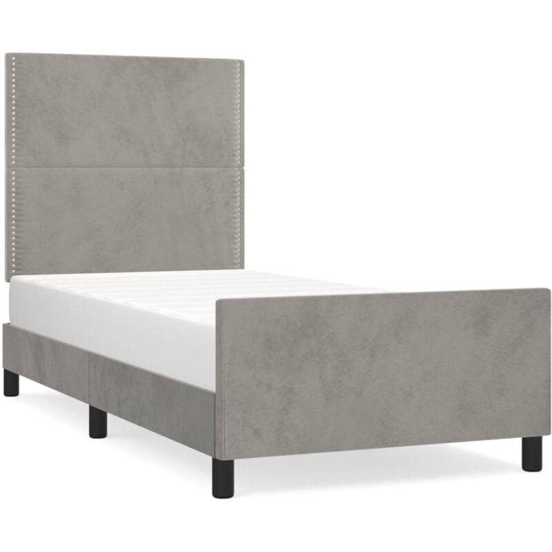 Vidaxl - Cadre de lit avec tête de lit Gris clair 90x190 cm Velours