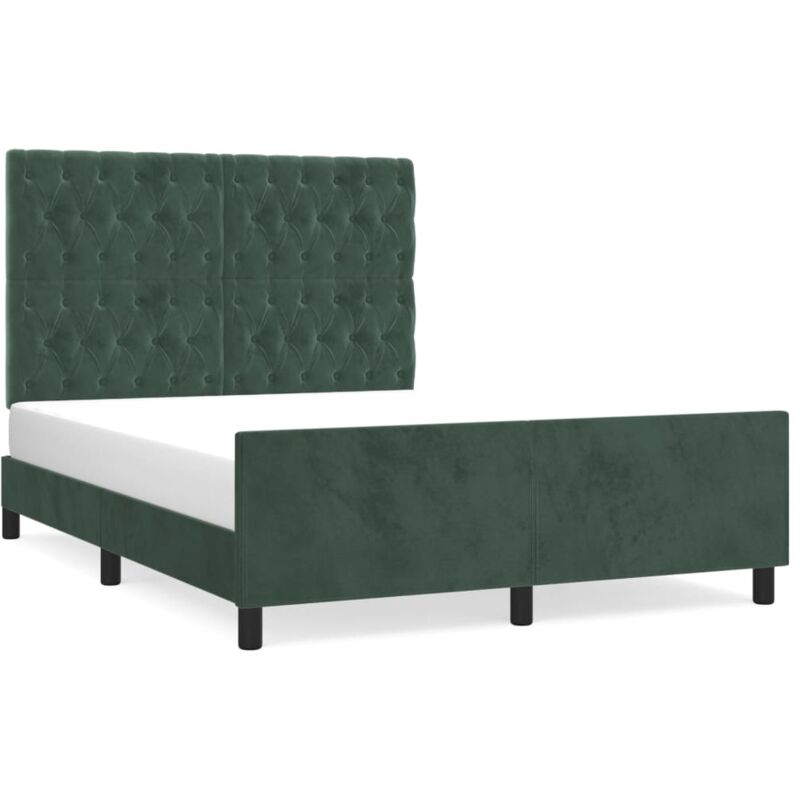 Vidaxl - Cadre de lit avec tête de lit Vert foncé 140x190 cm Velours