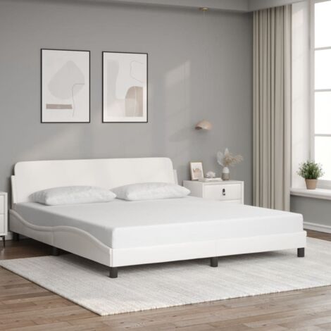 Cadre de lit-Structure de lit Dover blanc 180x200 cm similicuir