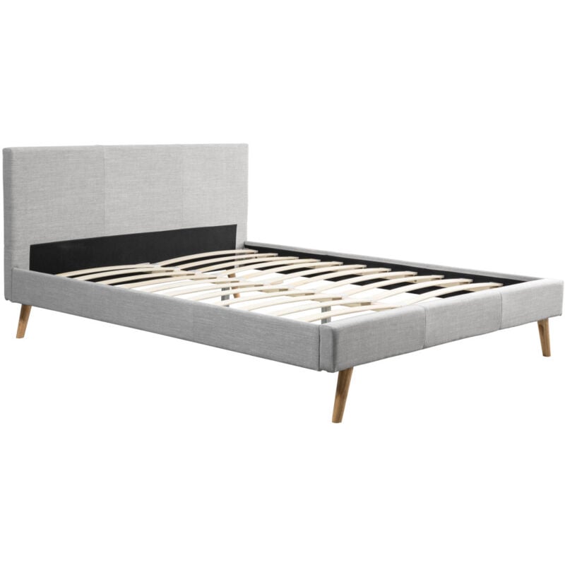 Usinestreet - Cadre de lit lodi avec sommier à lattes - Gris clair, Largeur - 140 cm