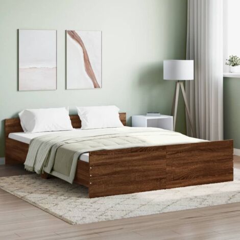 Cadre de lit tête de lit et pied de lit chêne marron 160x200 cm vidaXL