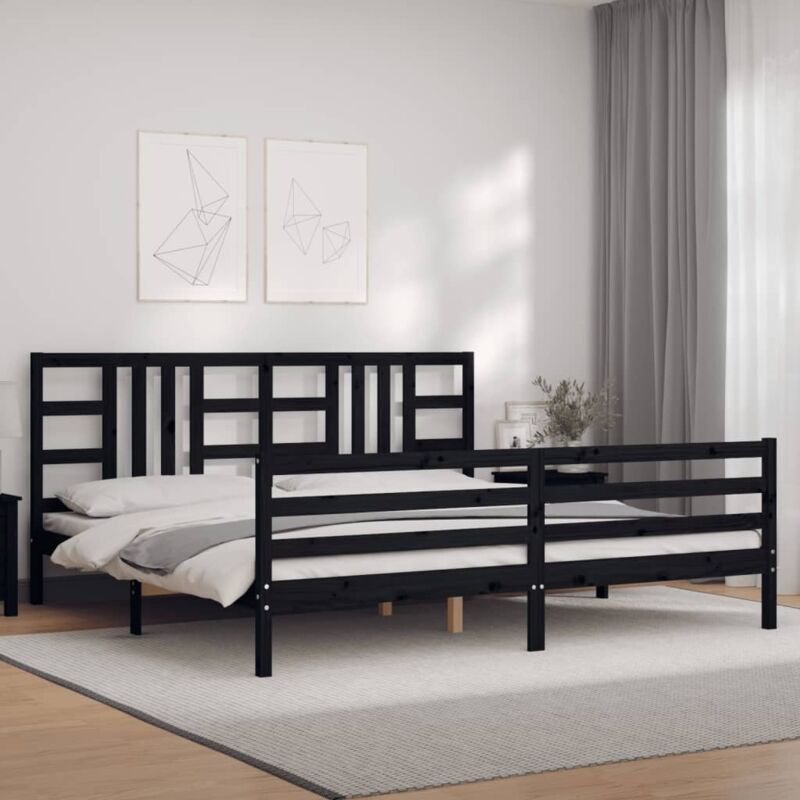 Vidaxl - Cadre de lit sans matelas noir 200x200 cm bois massif