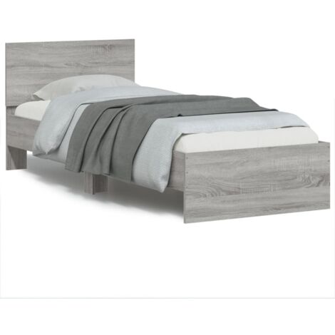 Cadre de lit tête de lit sonoma gris 90x190 bois ingénierie
