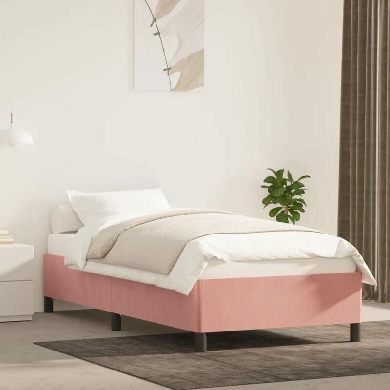 Cadre de lit Rose 100x200 cm Velours