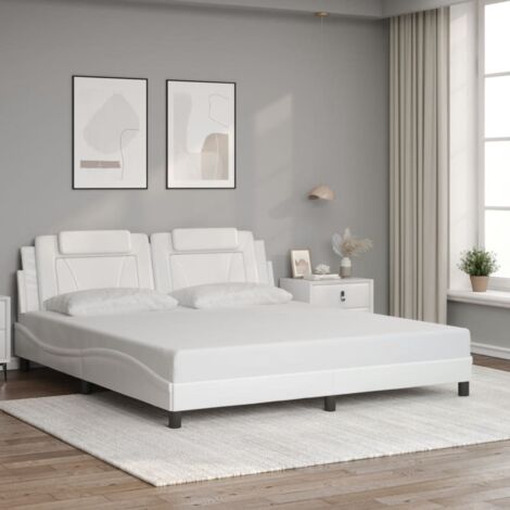 Cadre de lit Viana sans matelas-Structure de lit blanc 180x200 cm similicuir