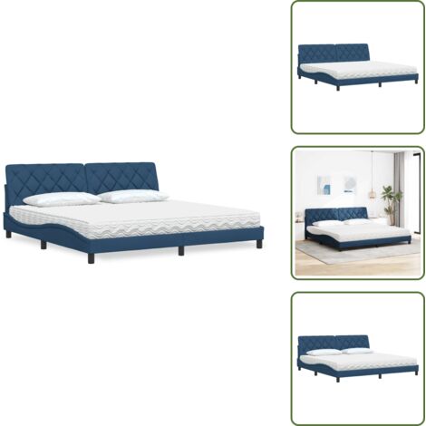 Cadre de lit - vidaXL Lit avec matelas bleu 200x200 cm tissu - Oreiller de tête