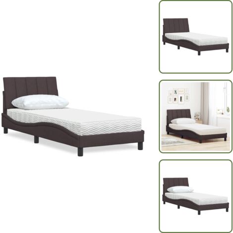 Cadre de lit - vidaXL Lit avec matelas Hanko marron foncé 80x200 cm tissu - Oreiller de tête