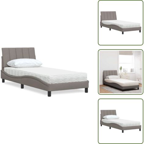 Cadre de lit - vidaXL Lit avec matelas Hanko taupe 80x200 cm tissu - Oreiller de tête